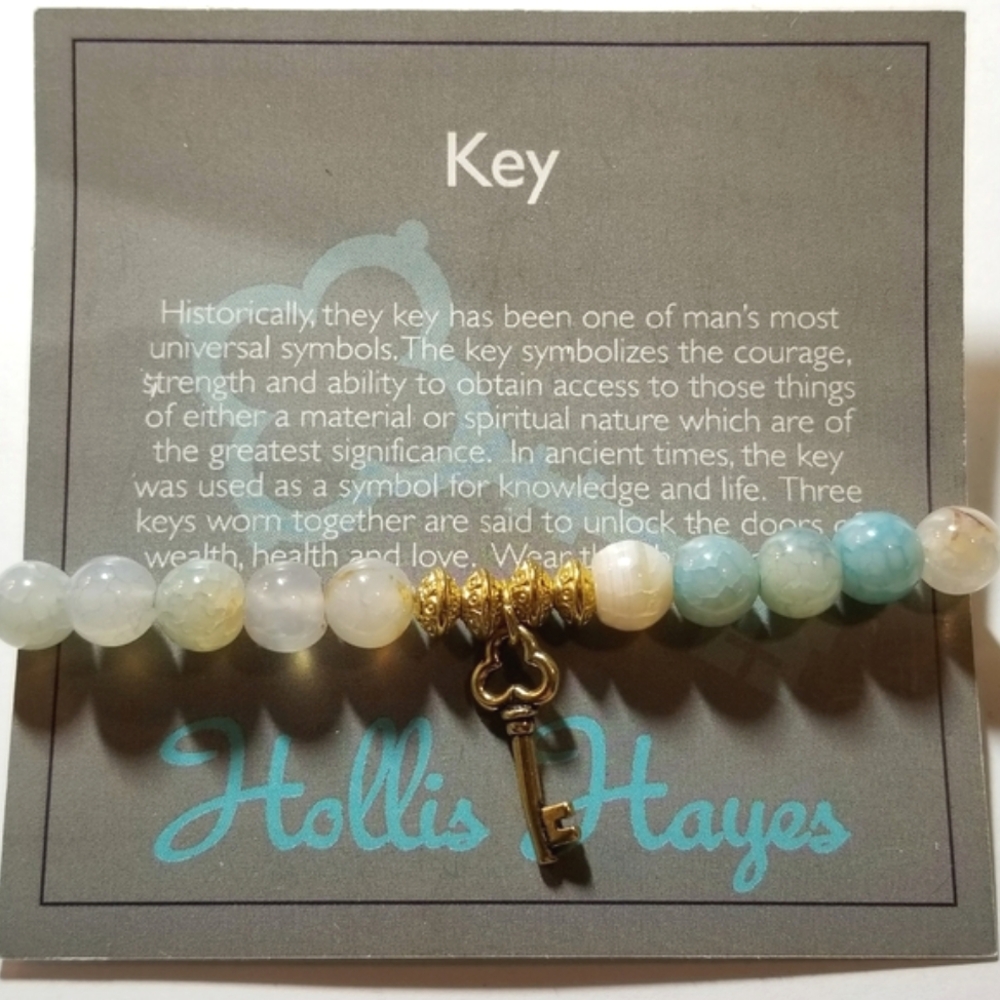 NWT Hollis Hayes Key bracelet blue gold stone